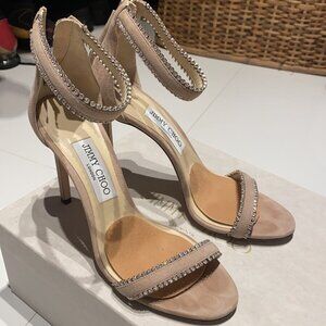 jimmy choo dochas 100 Blush Pink Sandal Heeled Ankle Strap